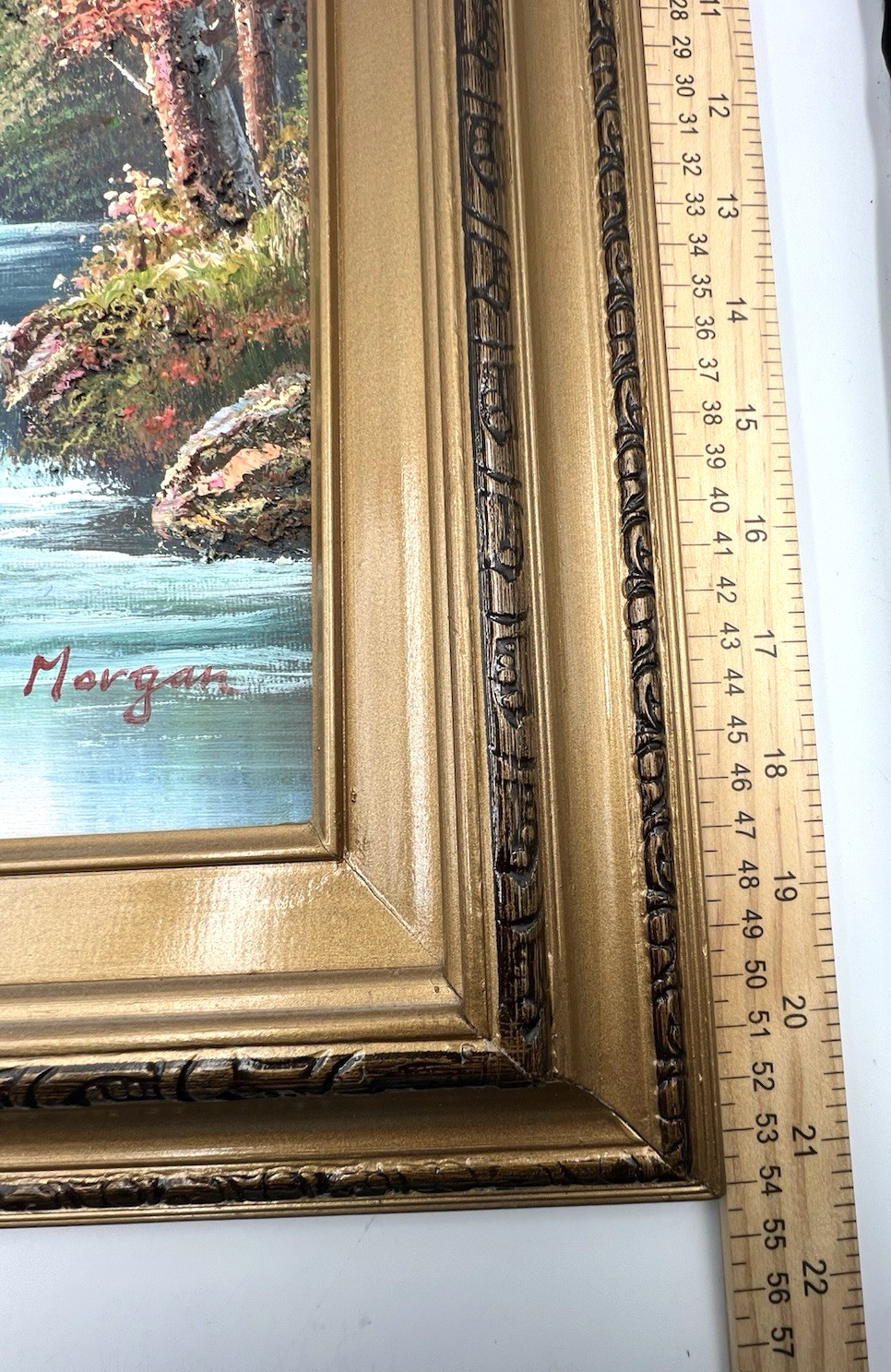 VTG Signed Framed Impressionist Oil Canvas Painting Mountain Waterfall 21½ x 17½