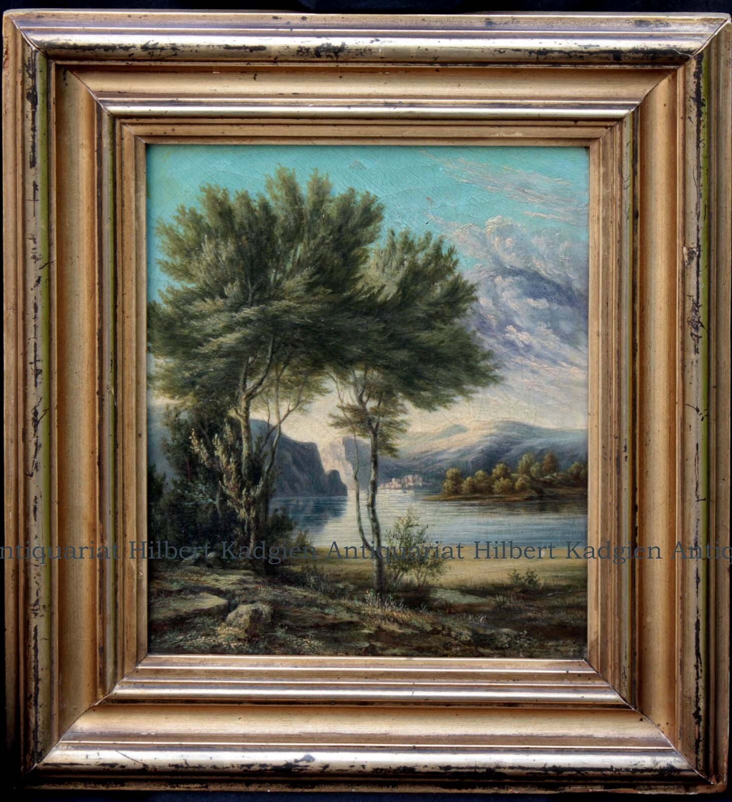 «Bucolic Landscape» Oil Painting from circa 1700 with Frame