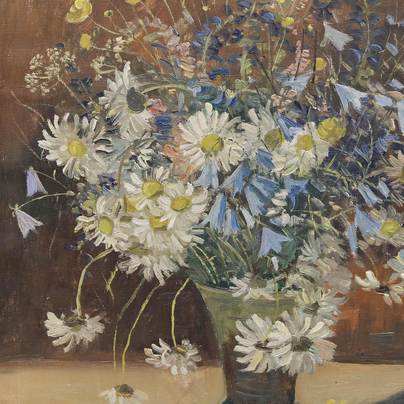 Hermann Umgelter (1891-1962) – Framed Oil, Bouquet of Daises & Wildflowers