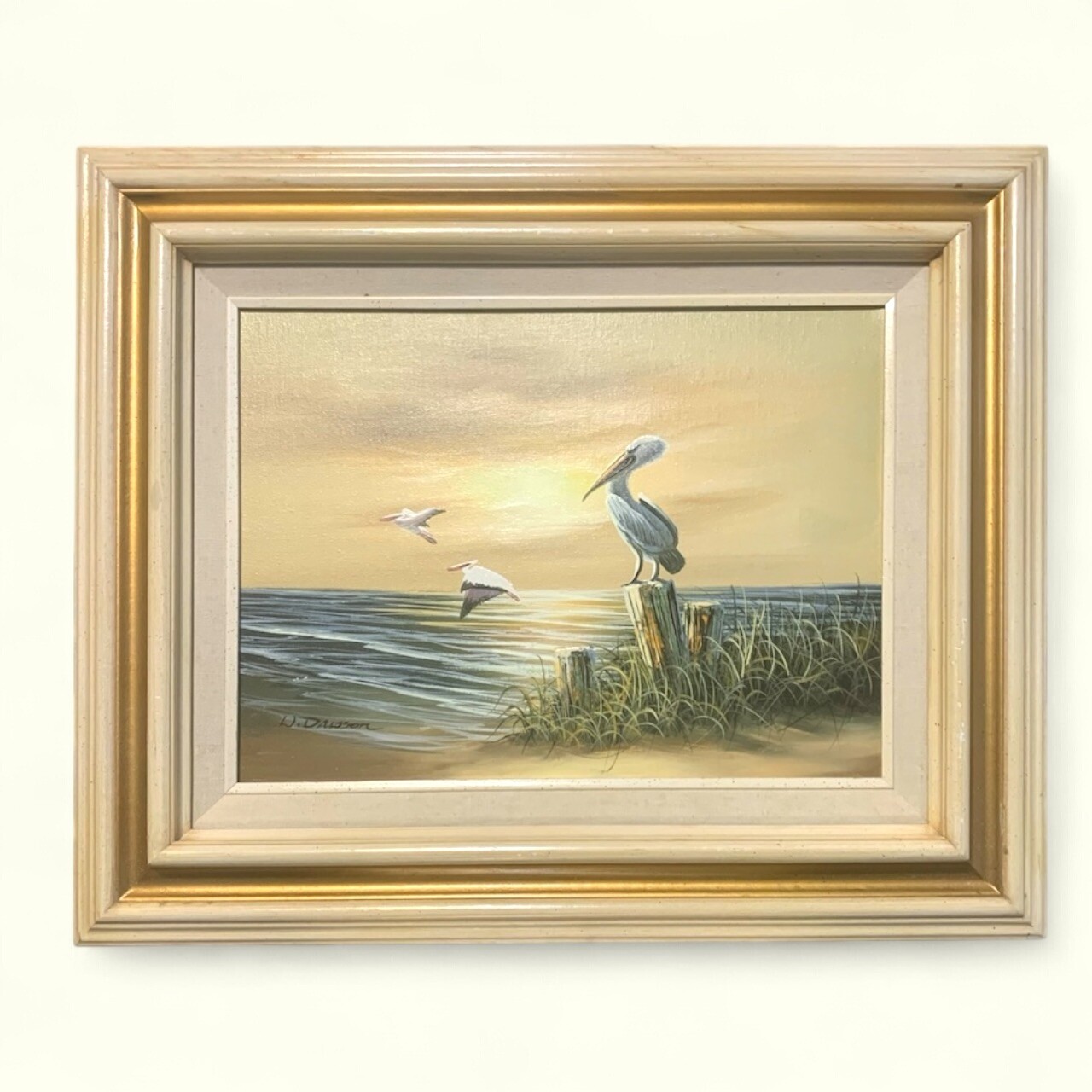 Vintage Original Seascape Beachfront Realism Oil Painting Seascape 16”W x 12”H