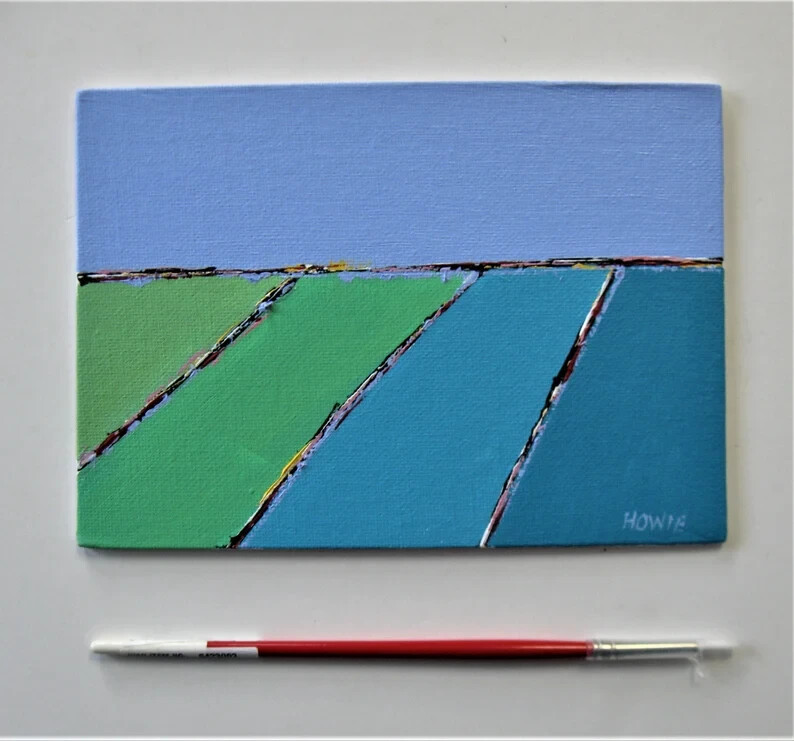 Original acrylic painting , 7″ x 5″, landscape, seascape, Brooke Howie