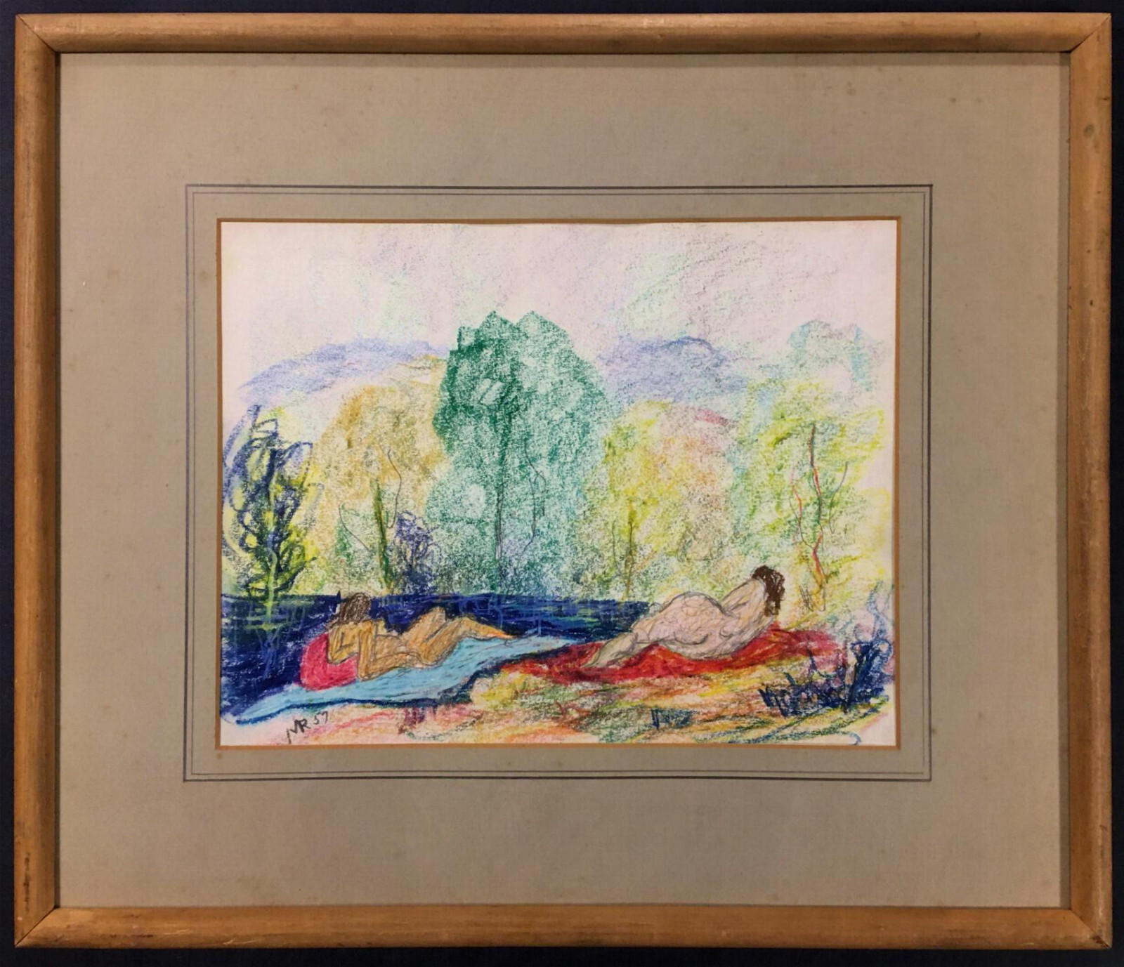 AMERICAN MODERNISM Expressionist ~ ODALISQUES ~ 1957 Signed LISTED ARTIST