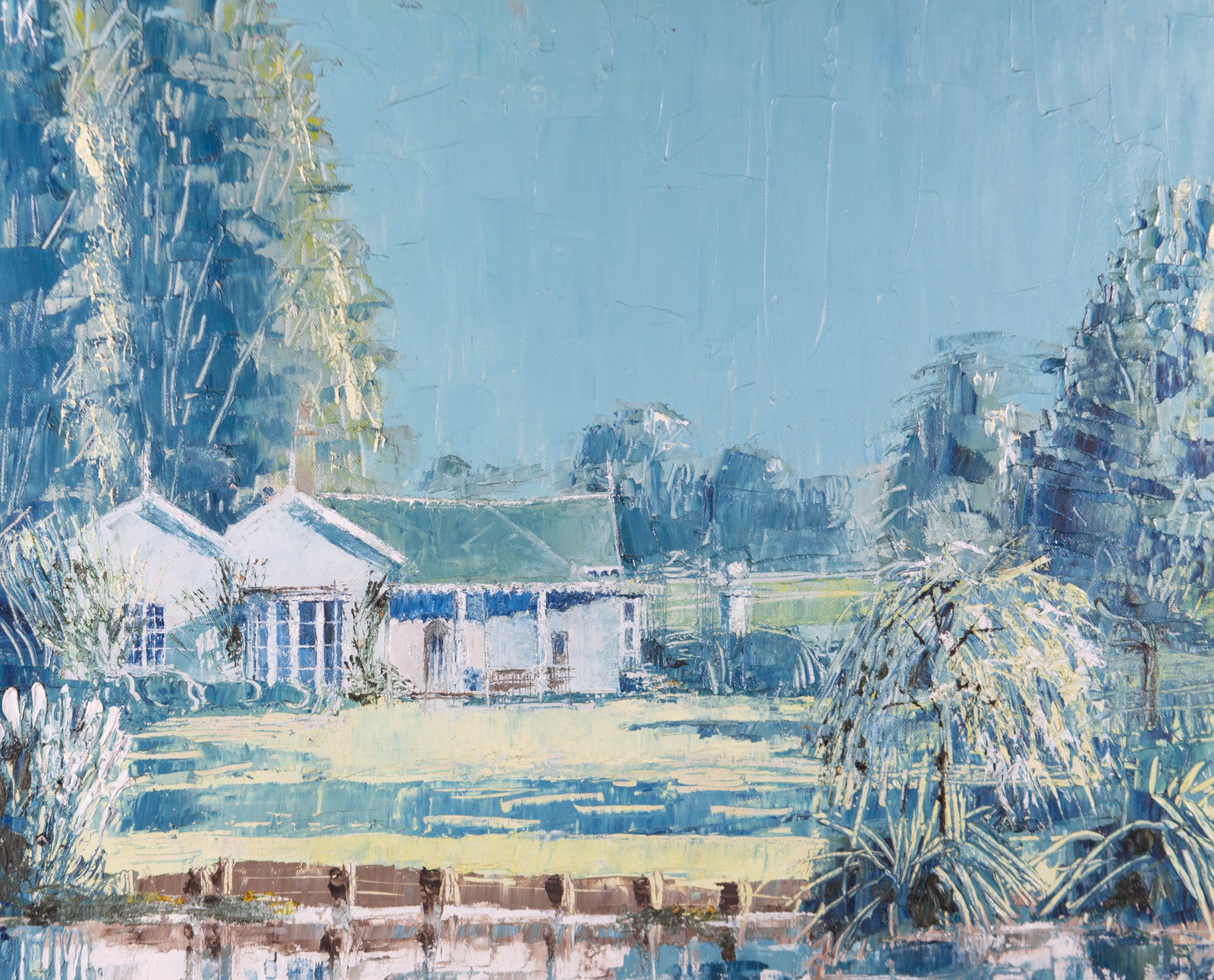 Contemporary Oil – Blue Summer Lake House