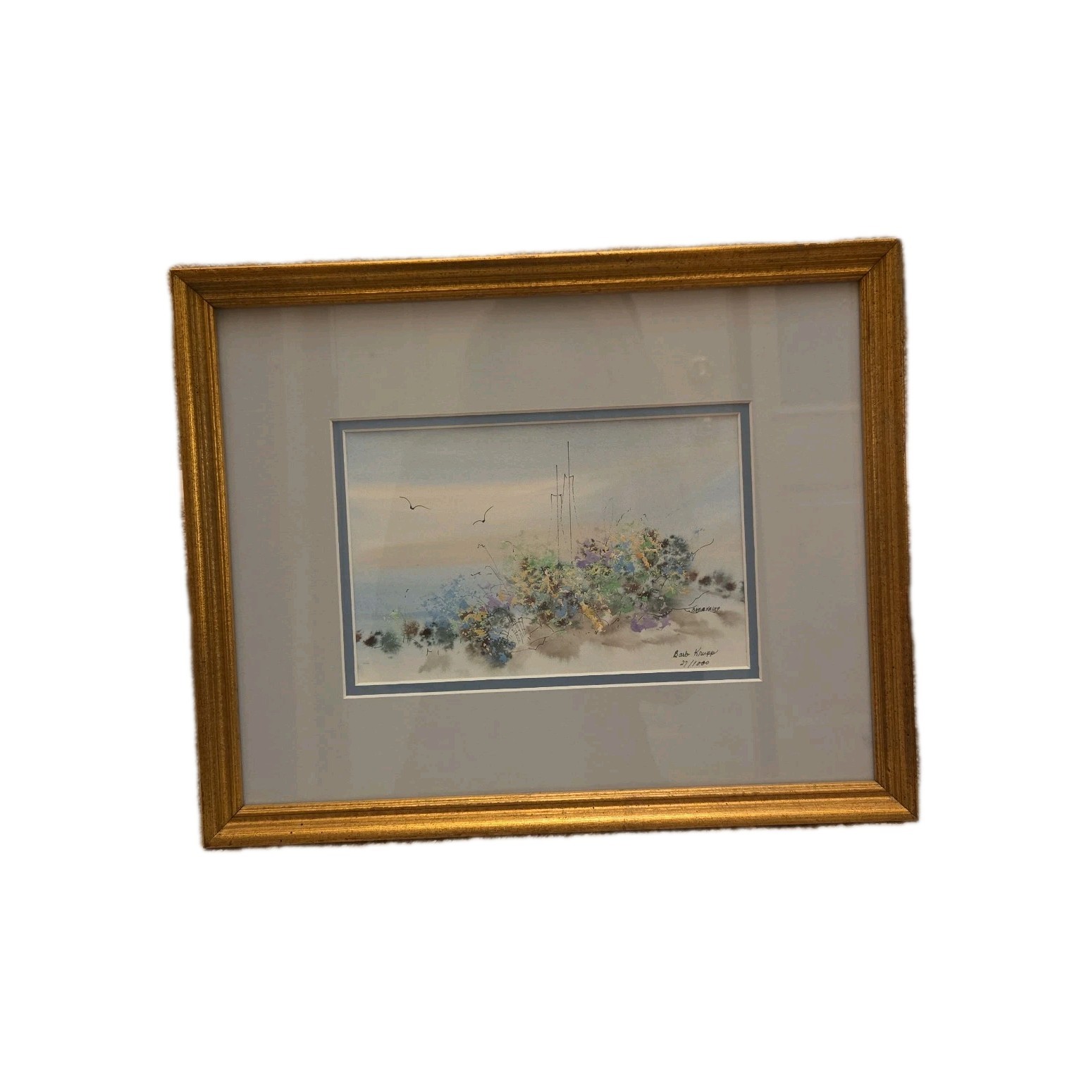 Barb Krupp Signed Limited Edition Framed Print 27/1000 Watercolor Floral Landsca