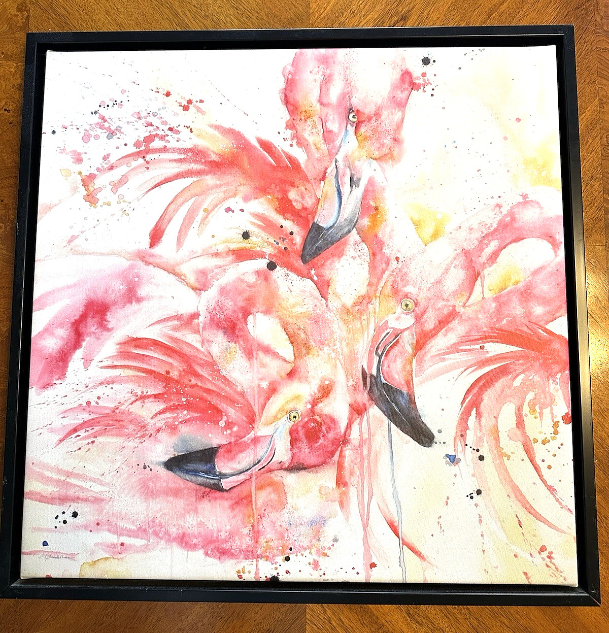 «PINK FLAMINGOS» Modern, Abstract PAINTING REPRO on CANVAS. Bold DOPAMINE DECOR