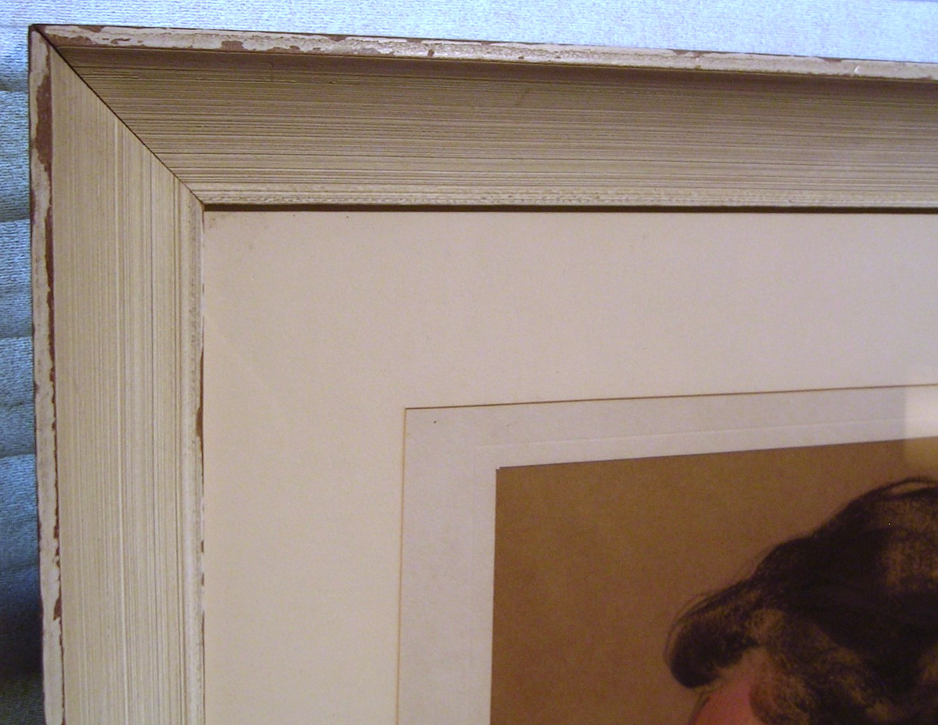 Vintage 1950s Pastel Painting Portrait of Young Woman