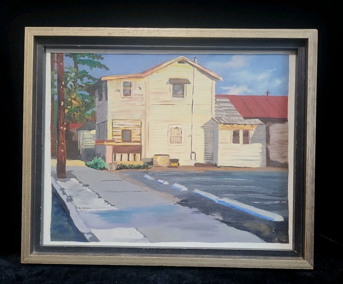 Original Oil Painting Art Frame. House. 8.75″×10.75″