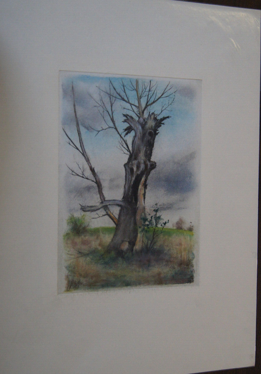 Franz Ehmke *1928-2018 Berlin Pastel Blankenfeldealter Poplar Trunk on Field
