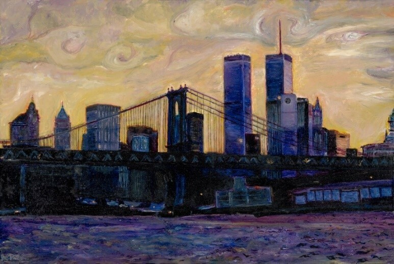 Yellow Sky Over Lower Manhattan   Limited Edition of 50 14″x21″ Canvas Stretched