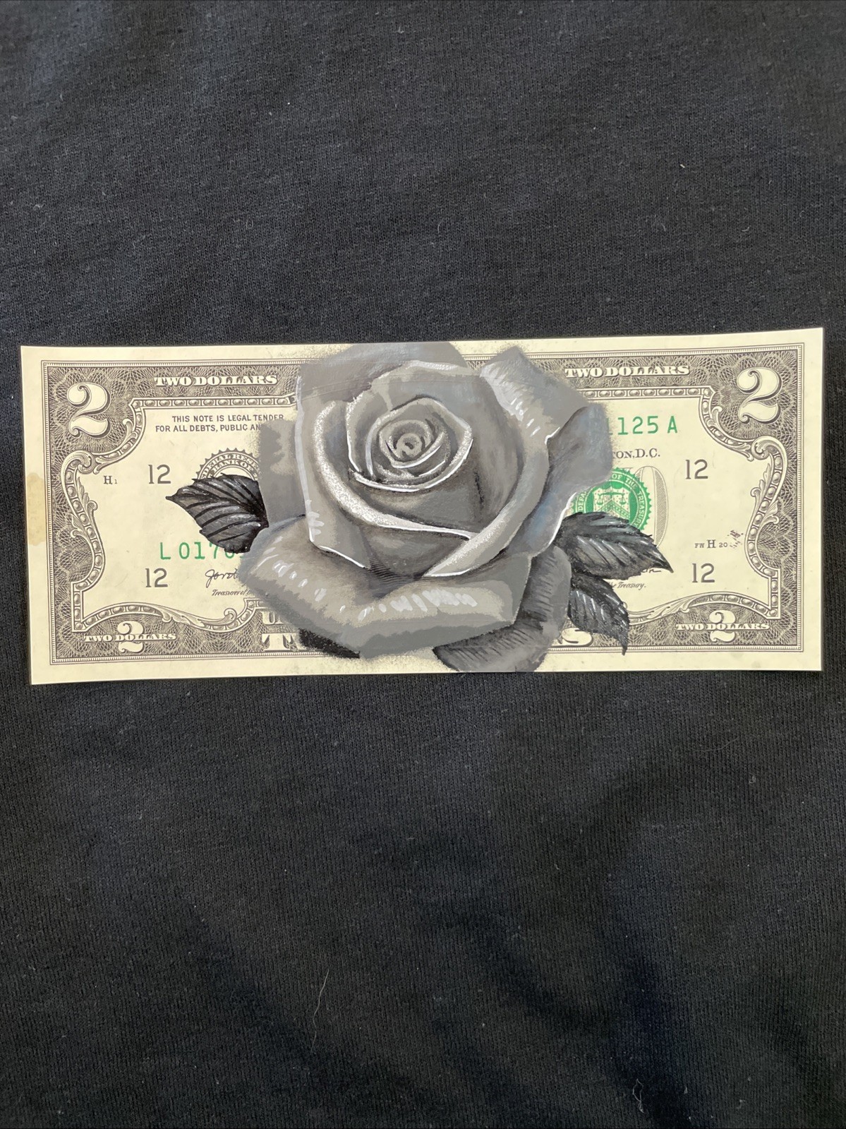 3D Rise Original 2 Dollar bill painting Tattoo Art Graffiti Art Street Art