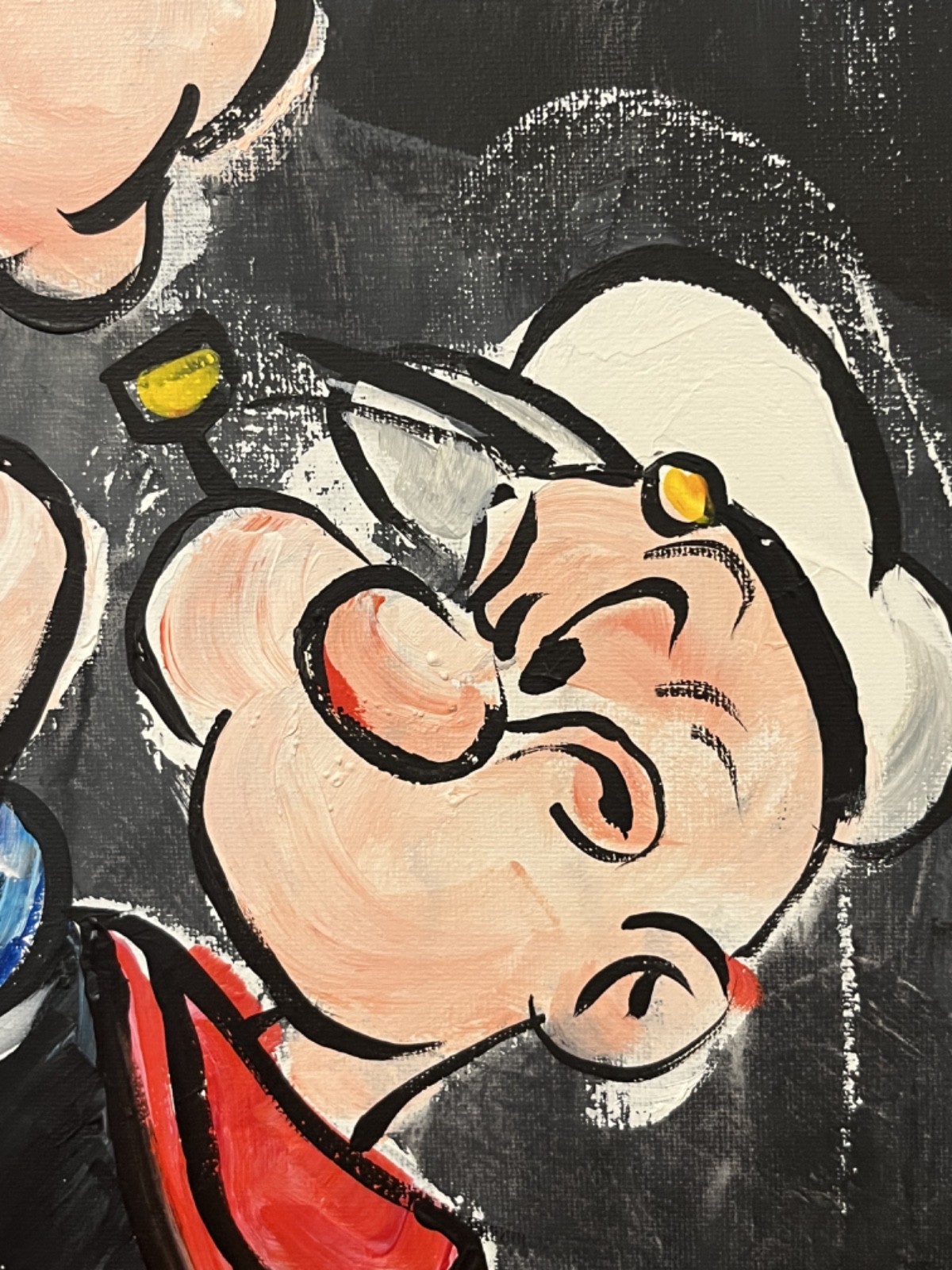 Original 11×14 Sailor Cartoon Inspired Painting Acrylic Pop Art Strongman Popeye