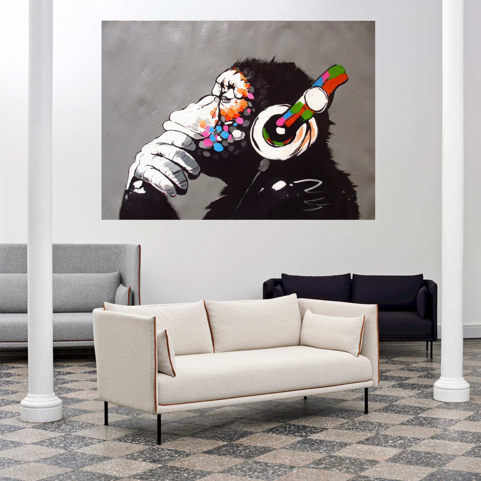 Canvas original Street Art Print DJ Monkey chimp Painting 47″