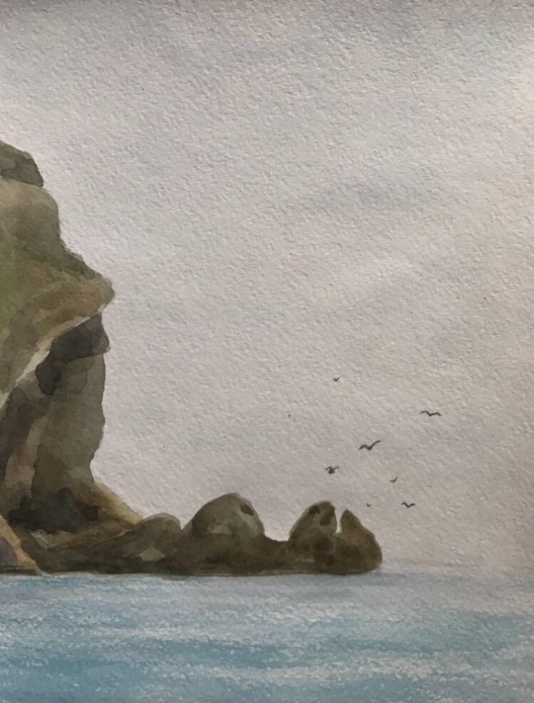 Watercolor Painting Seascape Dziuba K. Unframed Original Home Decor Art nAAA2298
