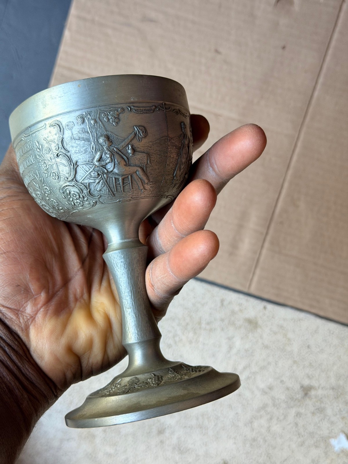Vintage German Pewter Goblet Beaker Set Heilbronn Zinn Drinkware