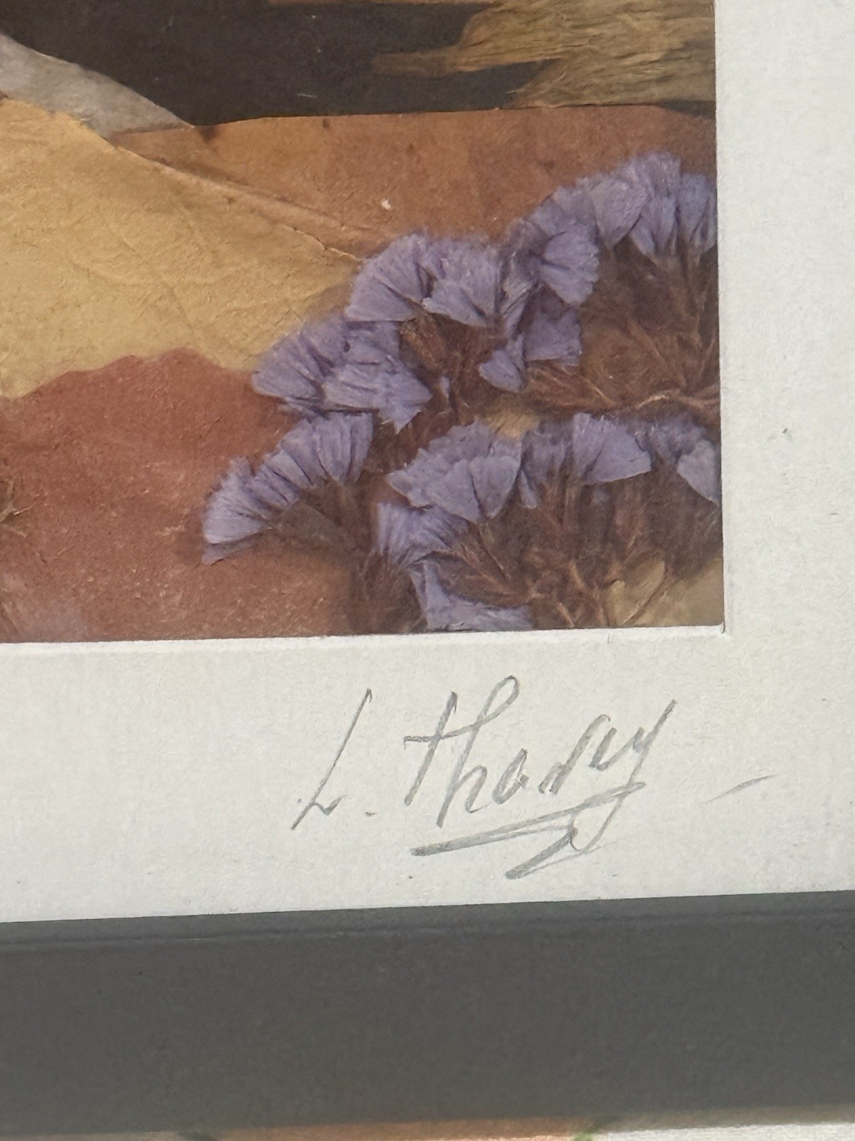 Larisa THANEY Original Pressed BOTANICAL ART FRAMED Autumn LANDSCAPE SIGNED 8×10
