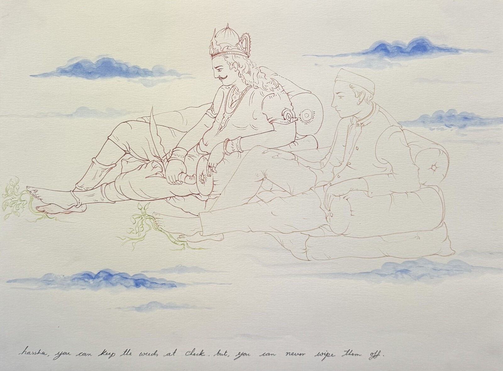 Original N.S. Harsha Watercolor and Ink SIGNED Ex-Christie’s Contemporary Indian