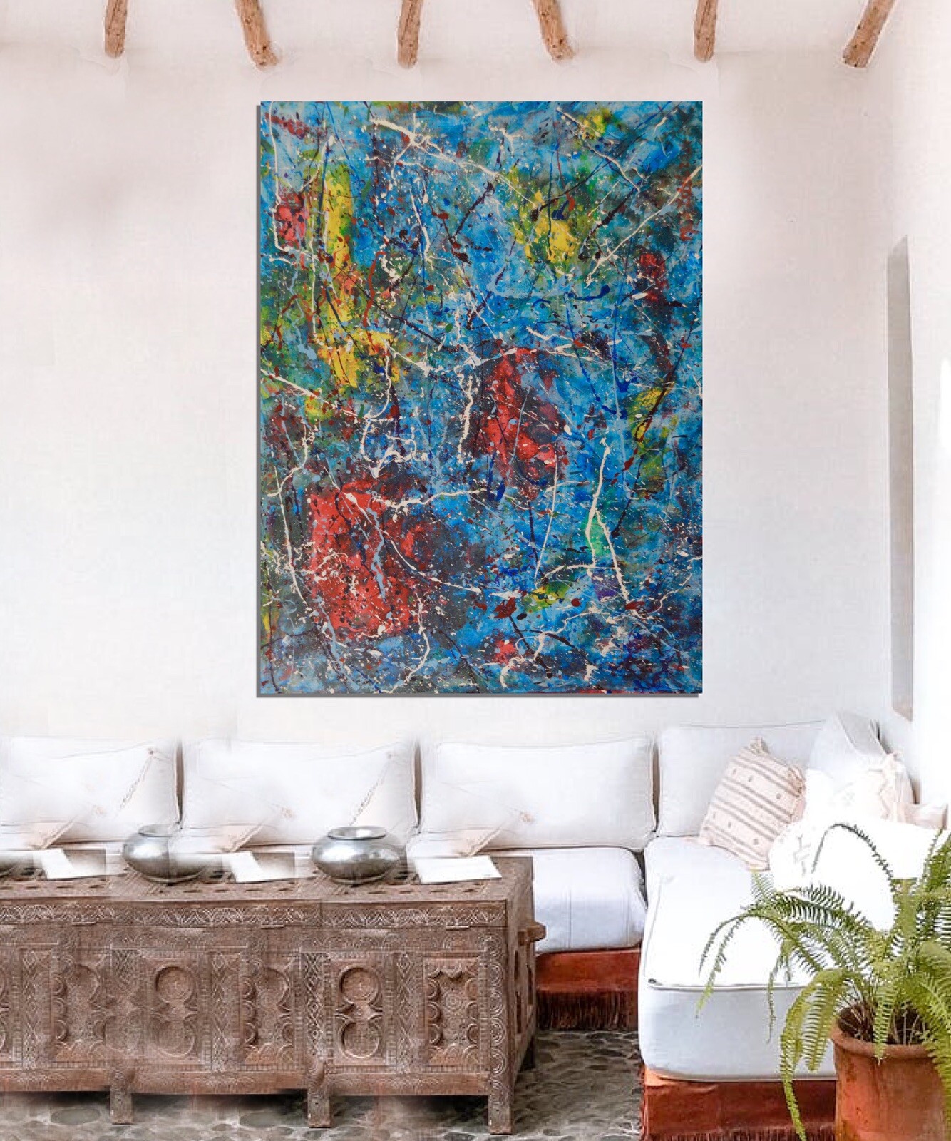 Pollock/Richter style￼ Professional Painting 81” X 62”(6ft 9in)Abstract Modern