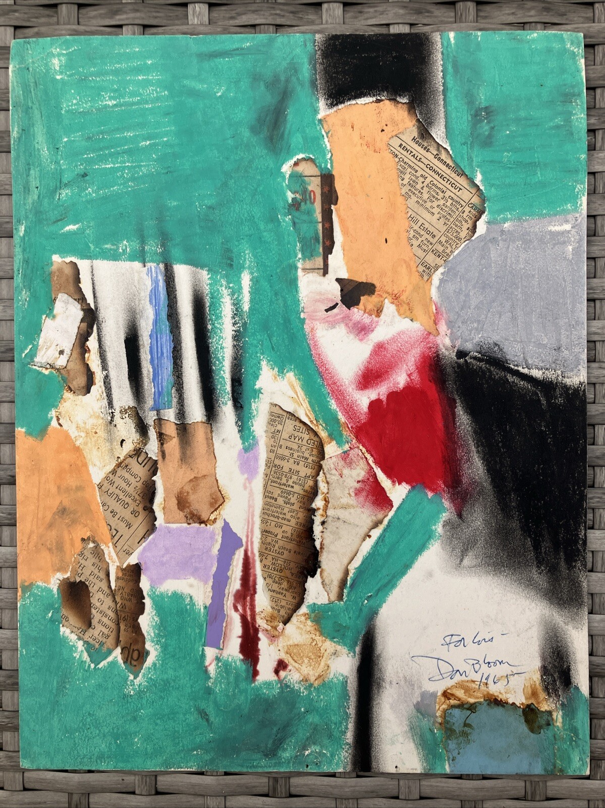1965 ARTIST Signed Don Bloom Original Mixed Media ABSTRACT 11×8.5 Painting Wow!