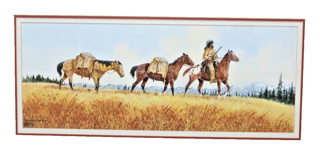 Western Artist Ron Stewart (b.1941) Watercolor “WHISTLE OF THE ELK”