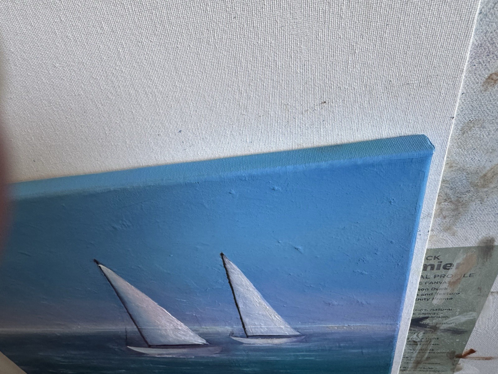 Oil Painting On Canvas Size 14×11 Inch ocean yacht landscape handcrafted Dziuba