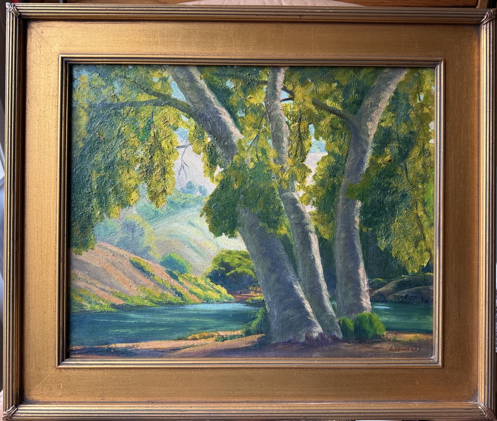 San Gabriel Foothills and Lake By Lionel Edwards