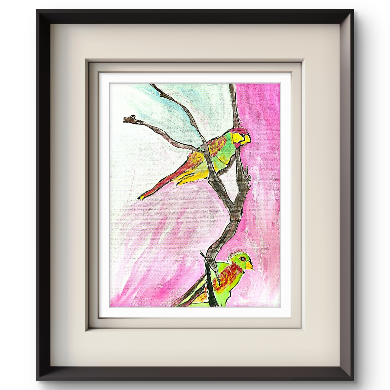 Lorikeets Colorful Modern Acrylic Painting on Canvas