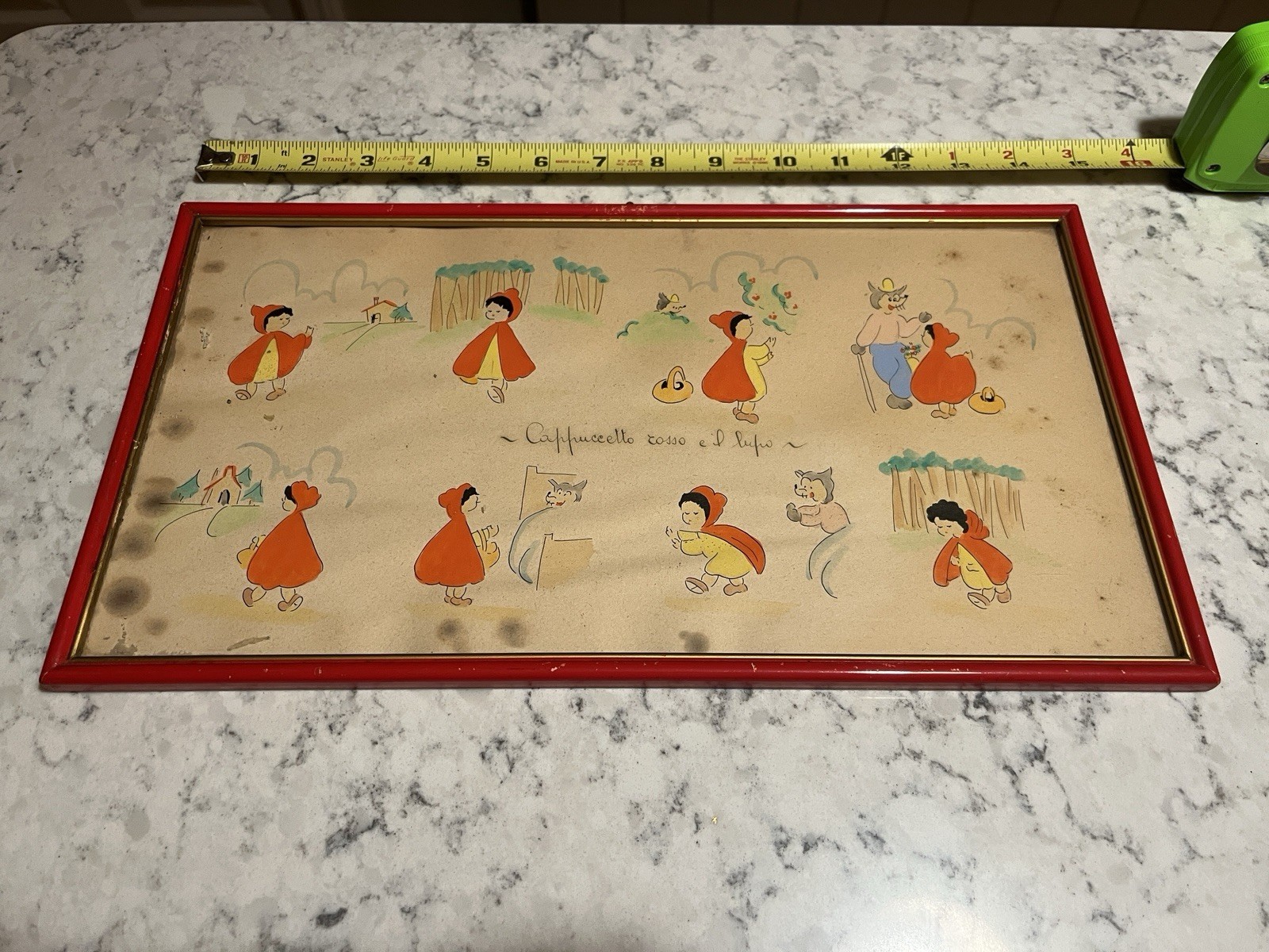 Vintage watercolor Little Red Riding Hood