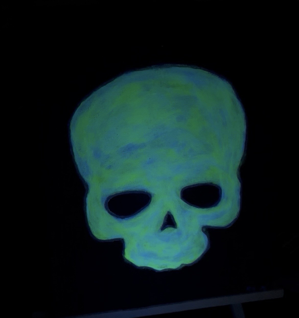 UV Reactive Neon Green/yellow/blue Painted Skull