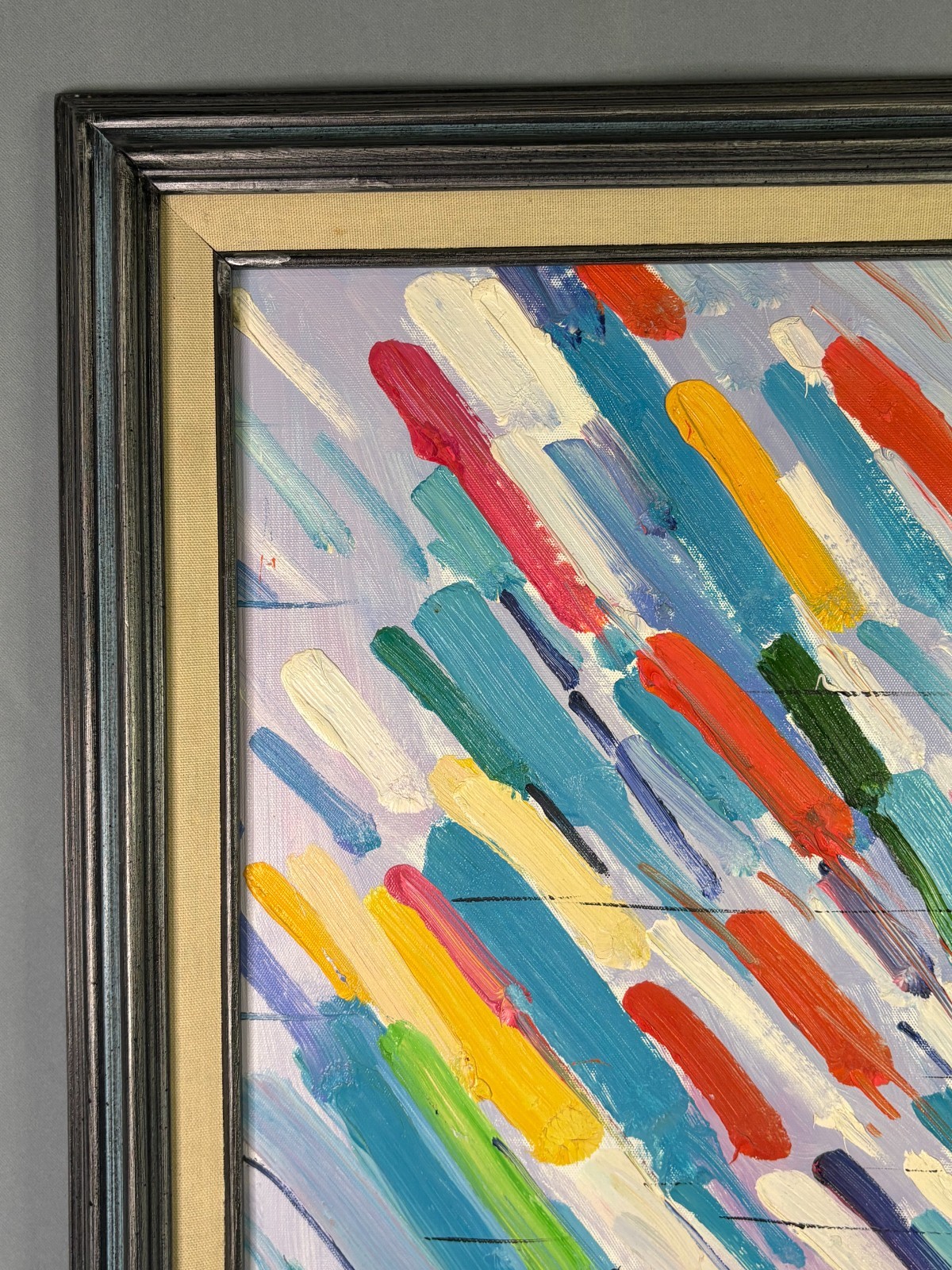 Abstract Expressionist Painting Colorful Impasto Canvas Framed & Signed Timothy