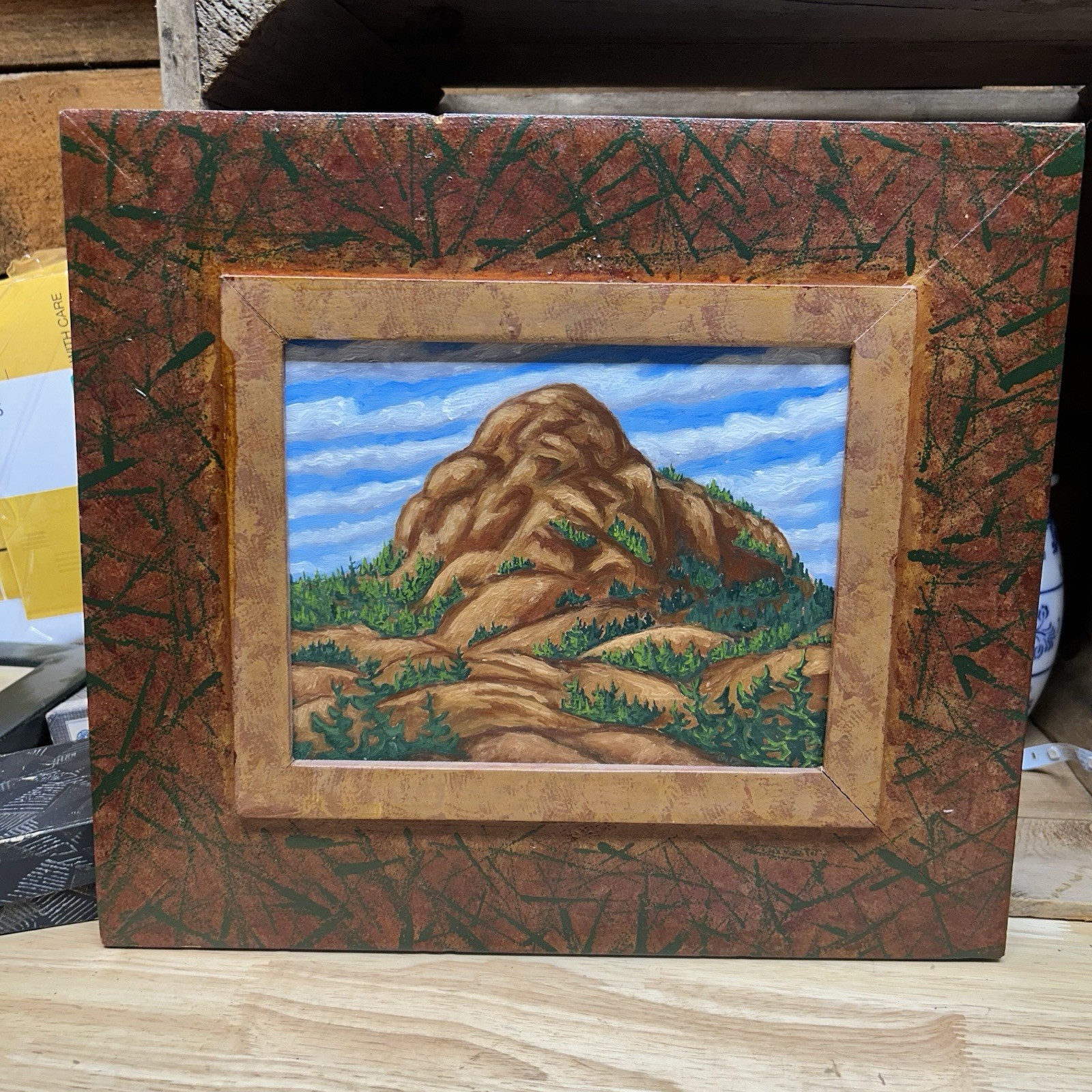 Rare 2006 R. Scott Baltz Oil On Board Painting Maine “The Desert Mountain”