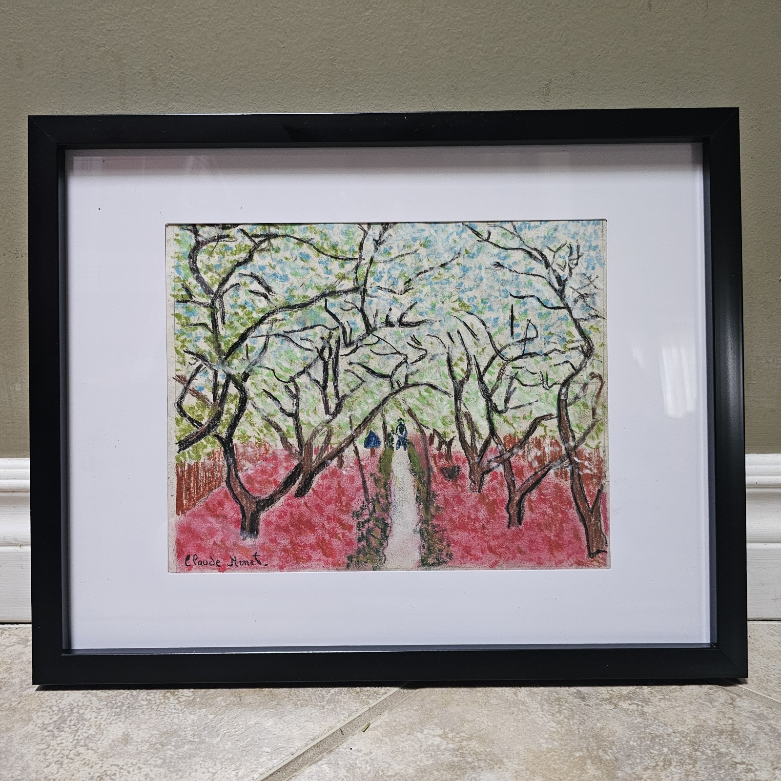 Claude Monet Original Painting -Signed -Gallery Stamp -Framed -Not a Copy