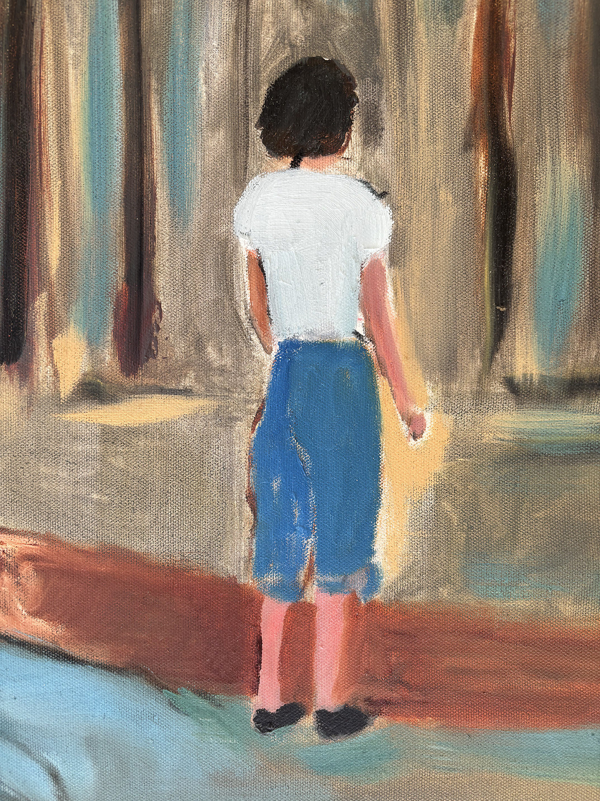 Family HIstory Collage original figurative oil painting 28×22 in Mary Hillier