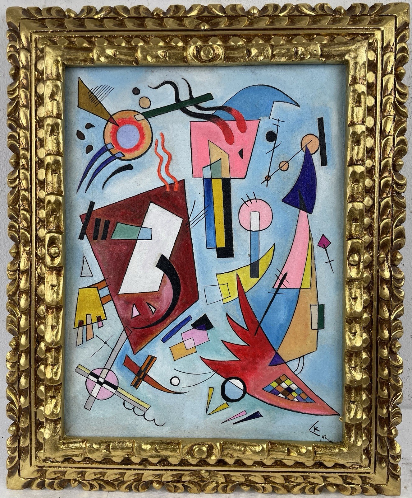 Wassily Kandinsky Oil On Canvas (Handmade) signed and stamped Framed