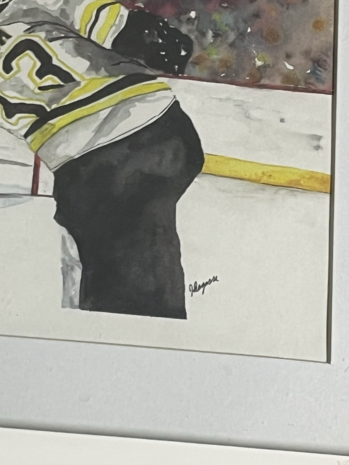 Signed J Lagasse Original Watercolor – Bruins #33 Chara Hockey Art