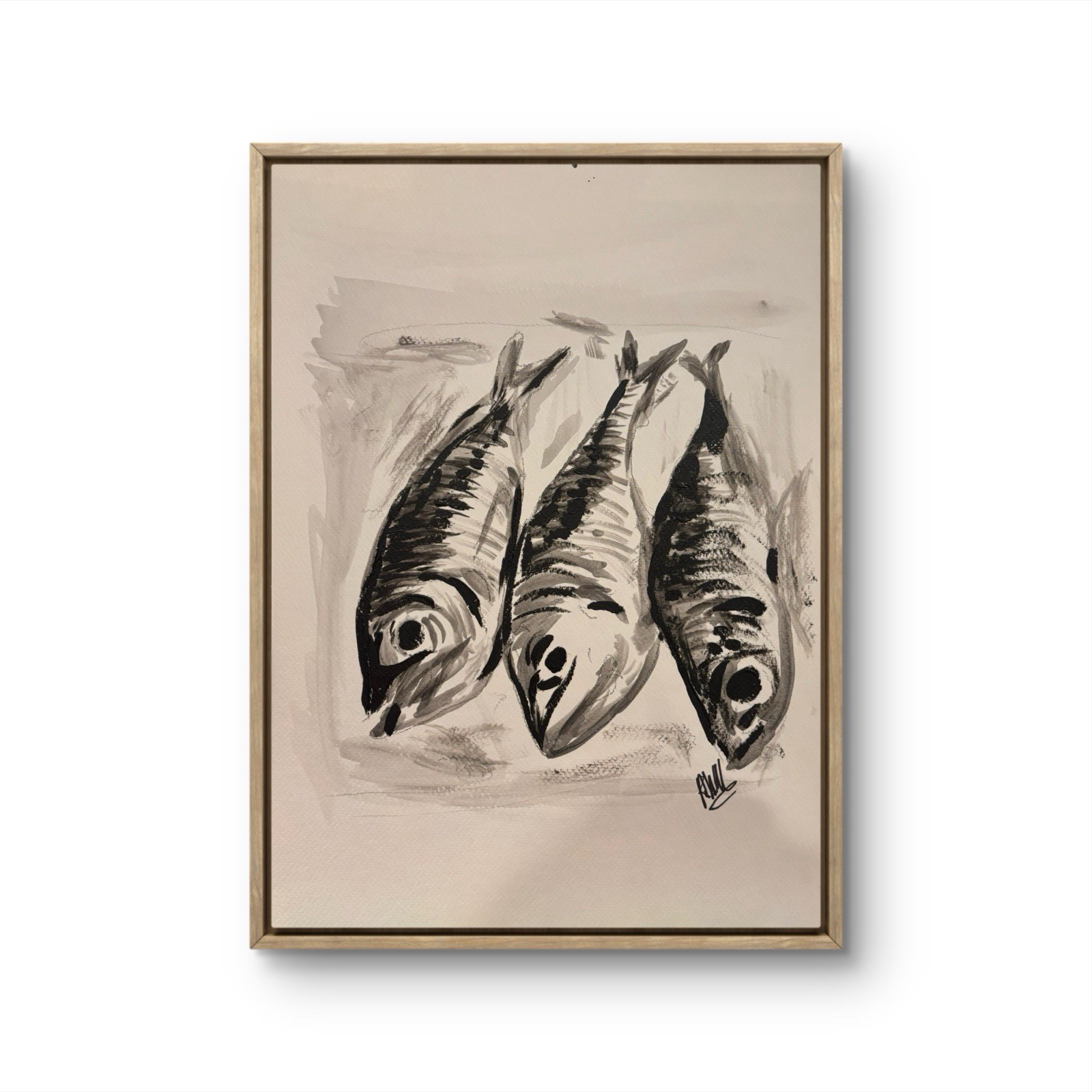 11×15 Fish Unframed Signed Acrylic Paper, Handmade, Art, Original Home Decor