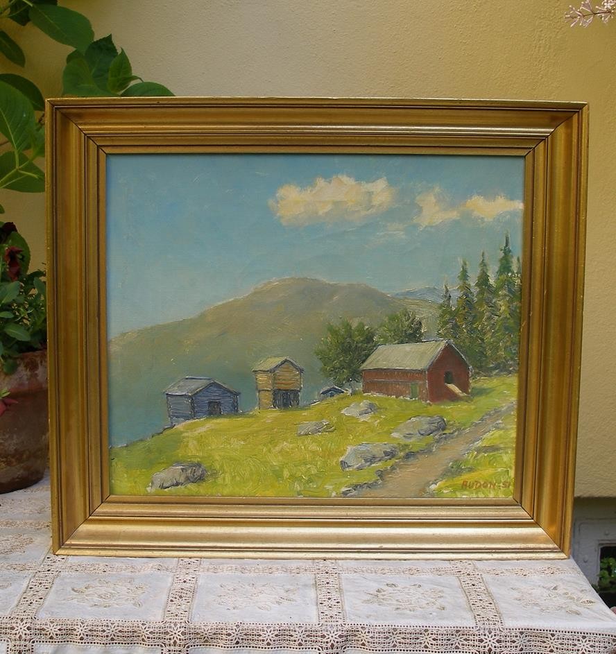 Audon Pedersen ( 1891) Mountain Farm in Jämtland, Sweden. Dated 1951.