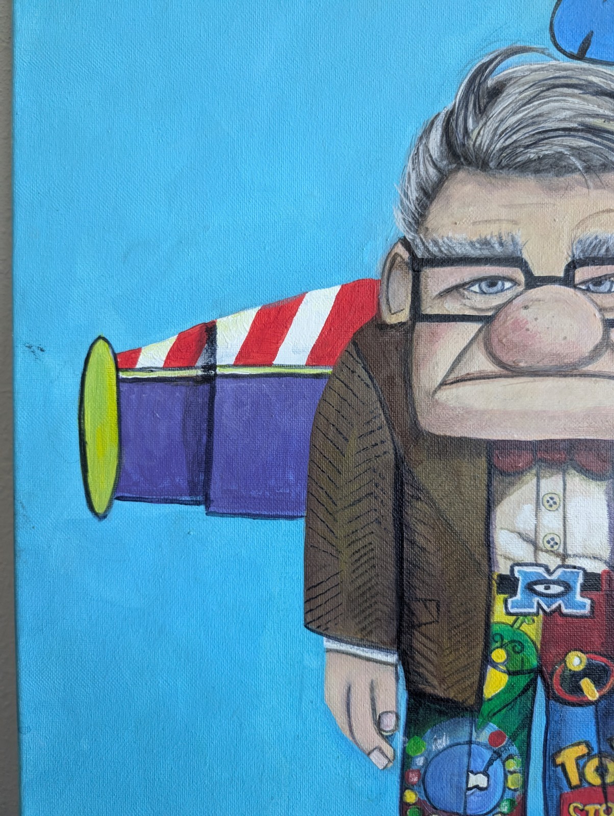 Original Hand Painted Pixar Inspired Canvas Art 24×18 Up Toy Story Nemo