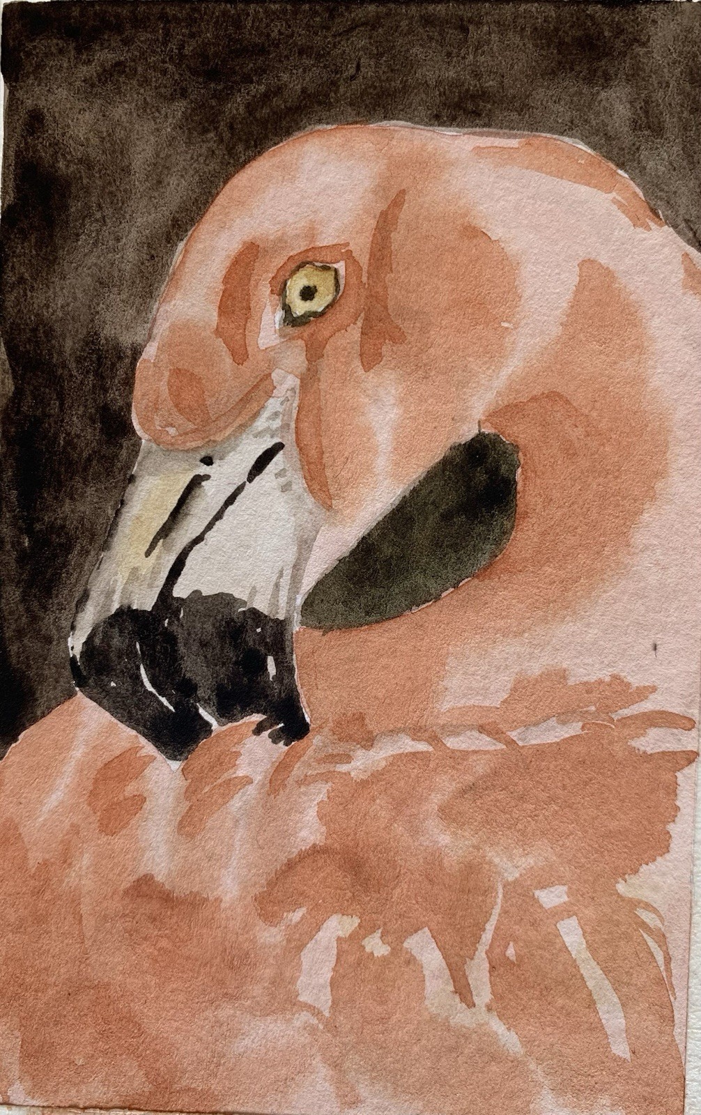 Original watercolor Pink Flamingo 5.5×3.5 bird painting wall decor wildlife art