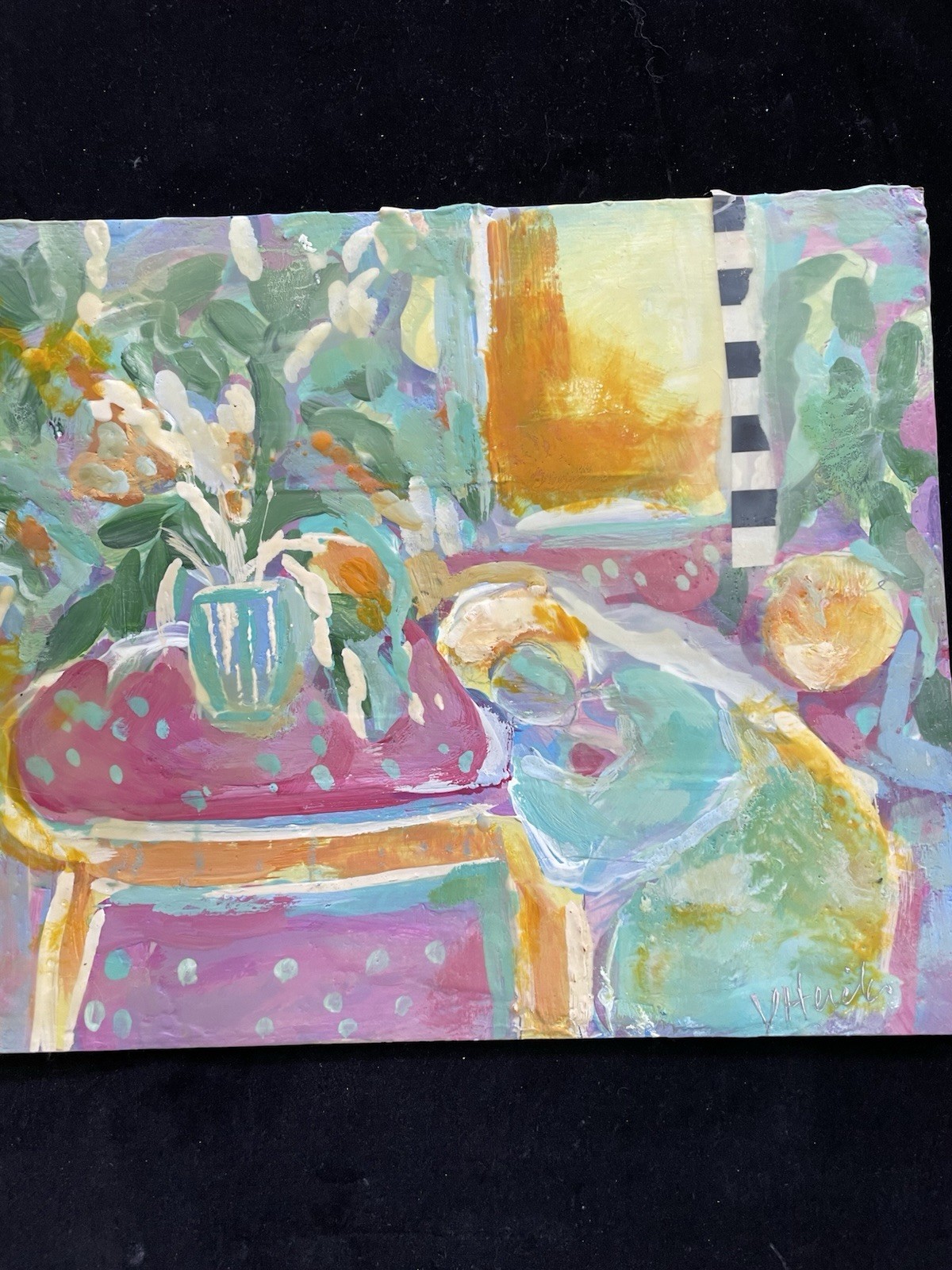 “SleepingLady With Flowers “ An Encaustic Original Painting 14”x11”” Handmade