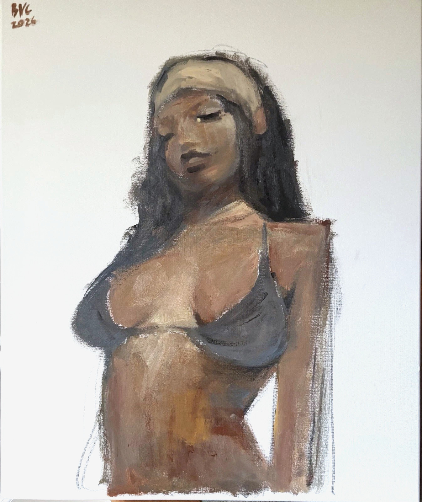 Portrait Painting Woman Cubist Impressionism 20”x24” Canvas Original Signed