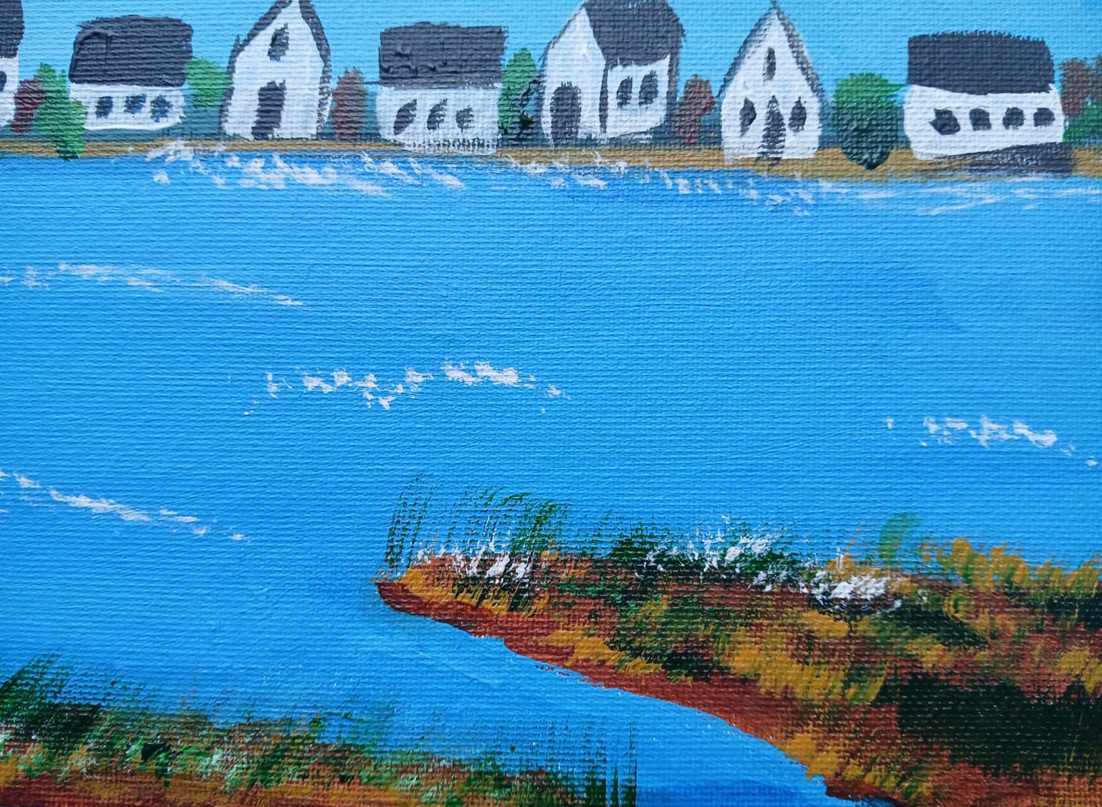 Impressionism 16×20 Seacoast Island Handmade Signed Colorful Art Painting