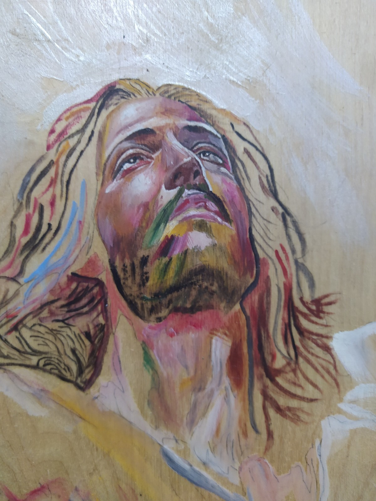 art 247 original painting 34×31,5 cm oil on plywood Jesus sacral modern realizm