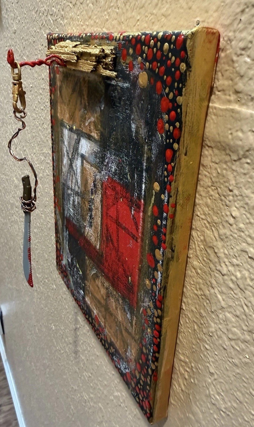 Horror painting original Friday The 13th Jason Abstract Art Mixed Media