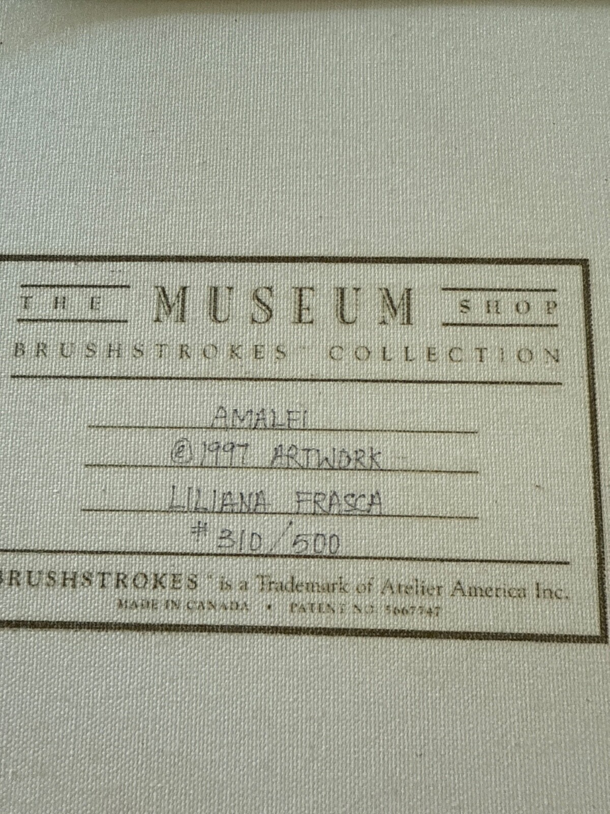 Liliana Fresca, Amalf, Signed Number 310/500
