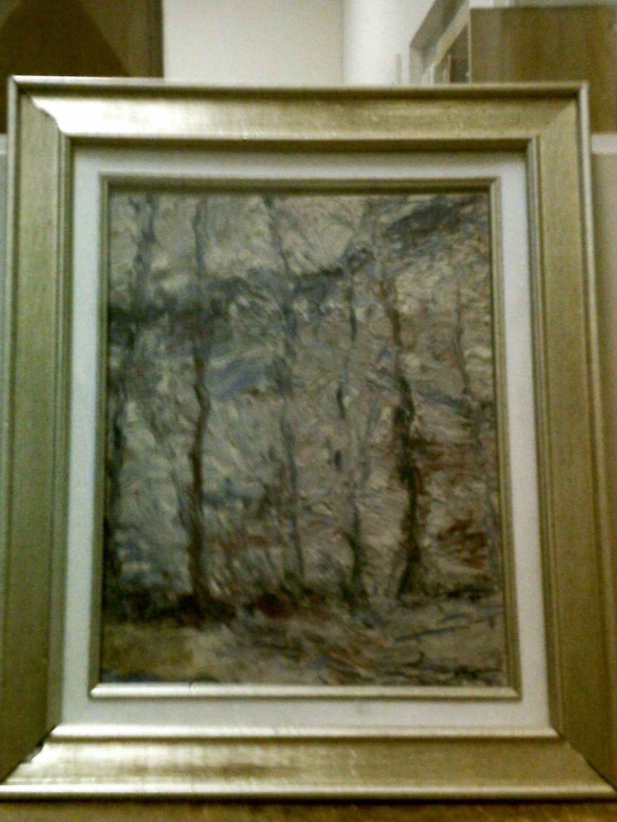 MERV SLOTNICK, ABSTRACT PAINTING, WELLS MAINE ARTIST, GLASS FRAMED AND MATTED