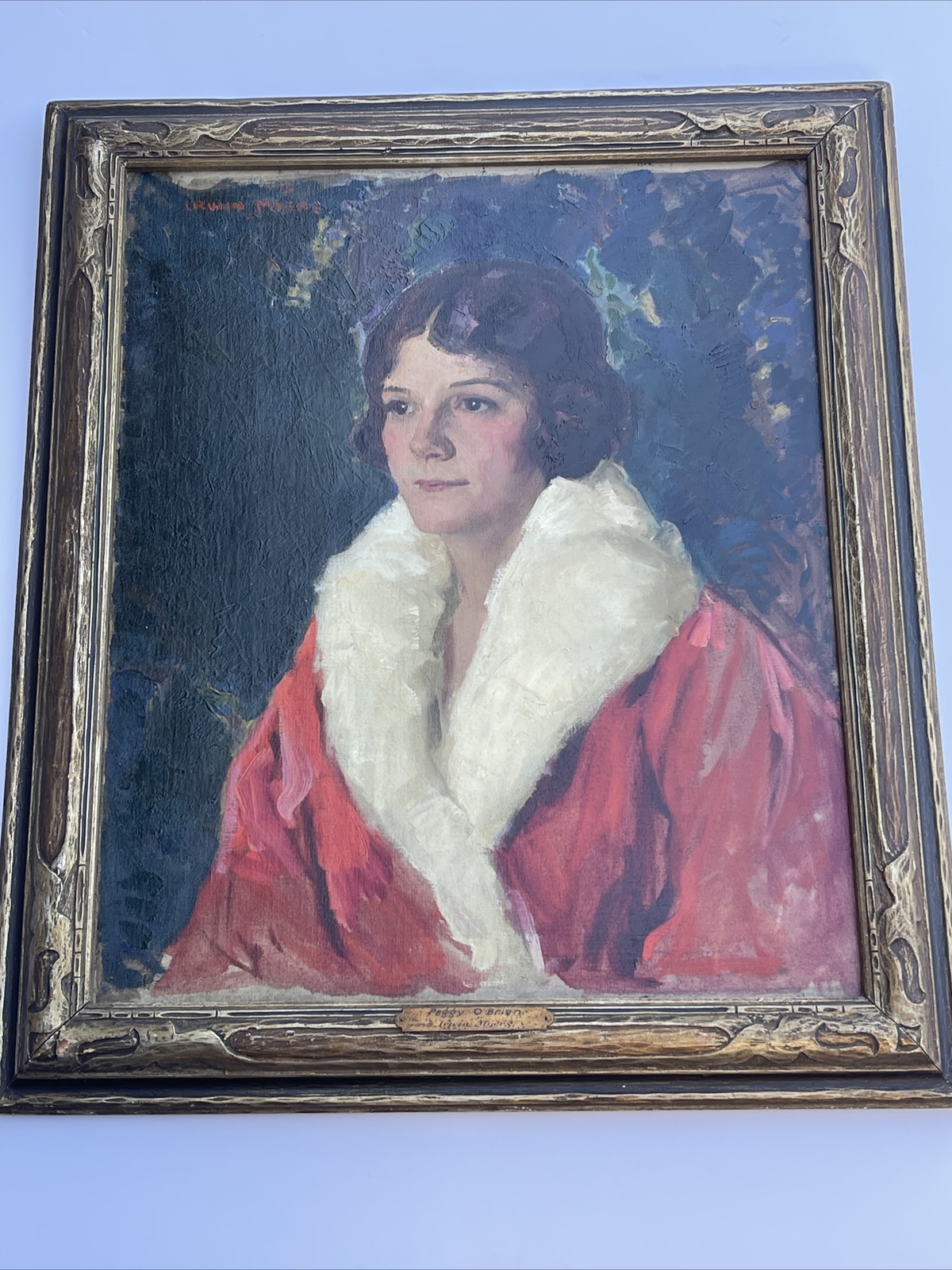 ANTIQUE PORTRAIT PAINTING FEMALE PRETTY WOMAN MODEL ART DECO IRWIN MYERS LISTED