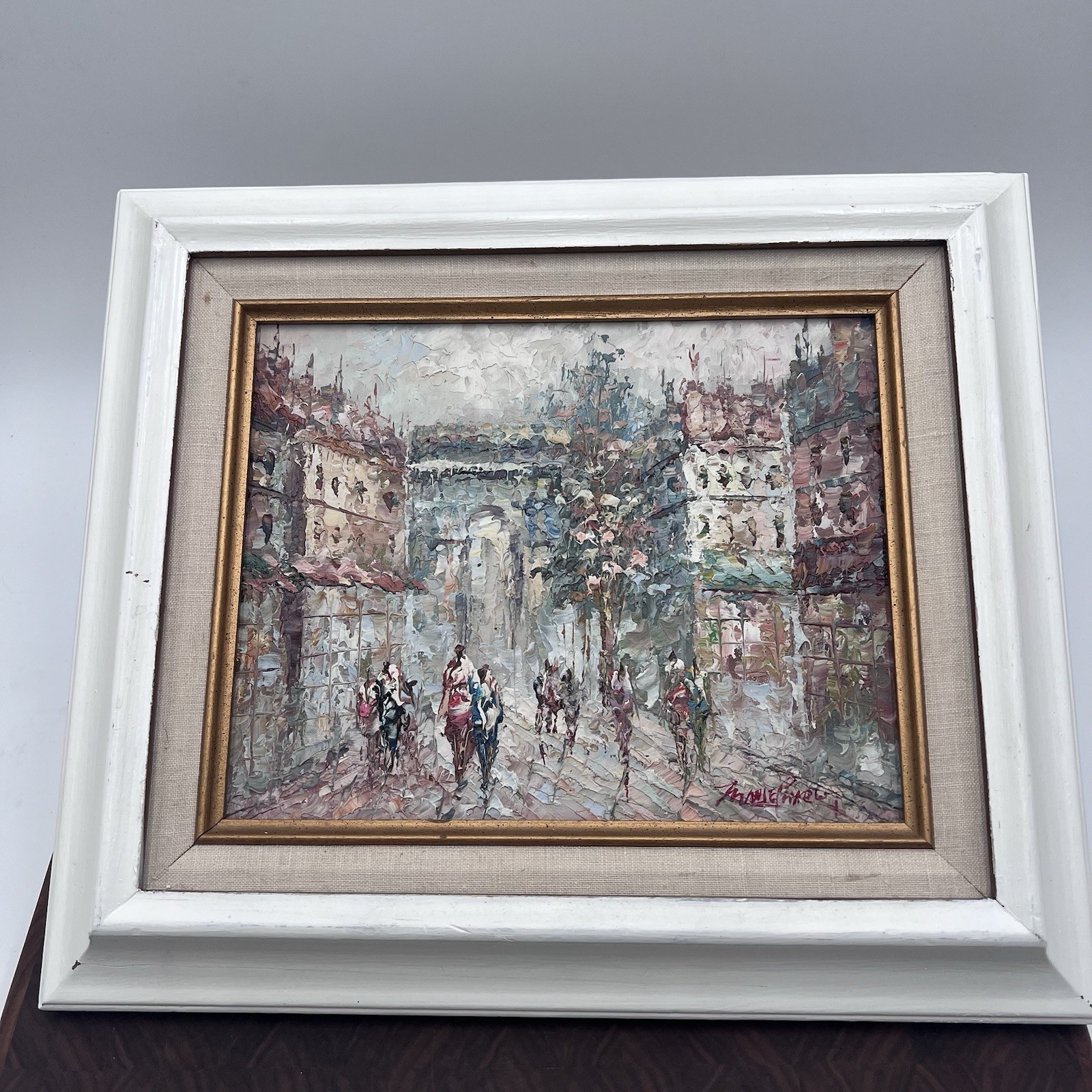 ORIGINAL 70s MARIE CHARLOT Framed Impasto Oil Painting Paris Street Scene Signed