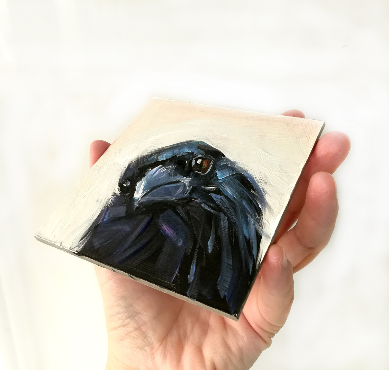Original Oil Painting Crow Raven Art Black Bird Impressionism MADE TO ORDER