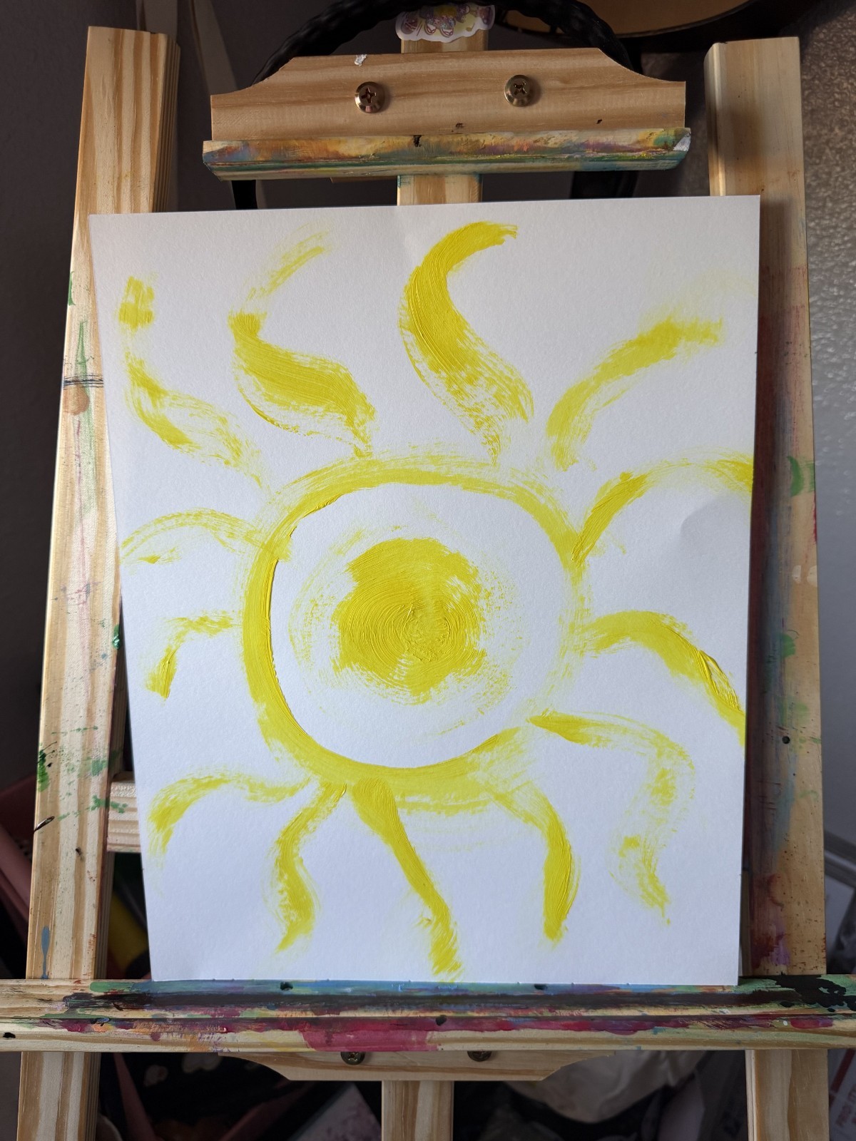 Original Acrylic Aztec Sun Portrait 11×14 Signed Loose Paper Abstract Fine Art