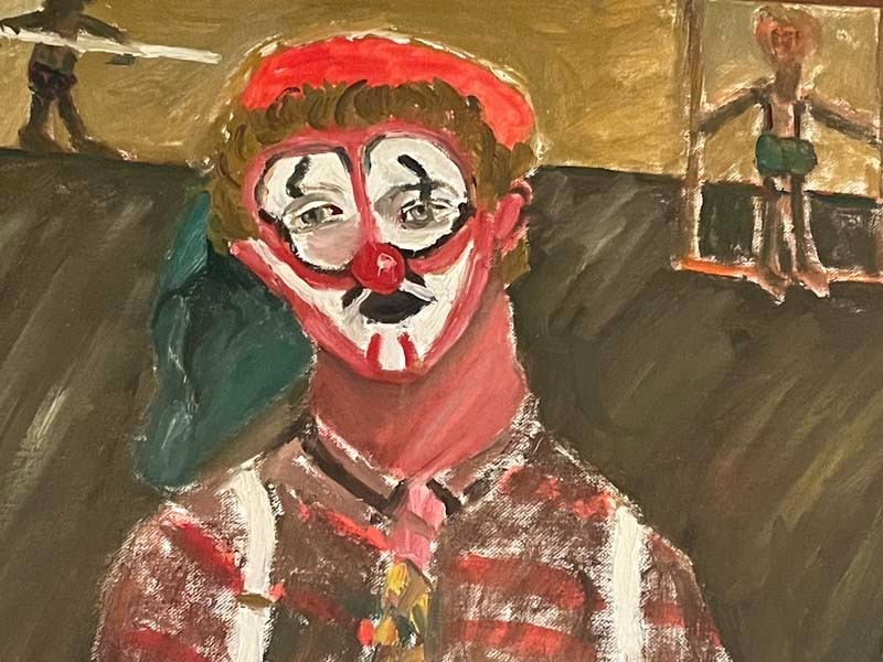 Earle Merchant (1903-1997) Outsider Artist Portrait Oil on Board Folk Art